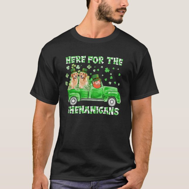 Camiseta Here For The Shenanigans Golden Retriever St Patri (Frente)