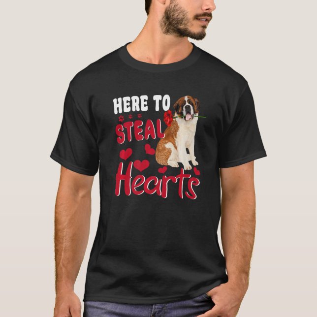 Camiseta Here To Steal Hearts Funny St Bernard Dog Valentin (Frente)