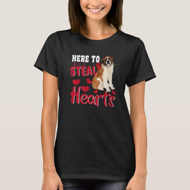 Camiseta Here To Steal Hearts Funny St Bernard Dog Valentin (Frente)