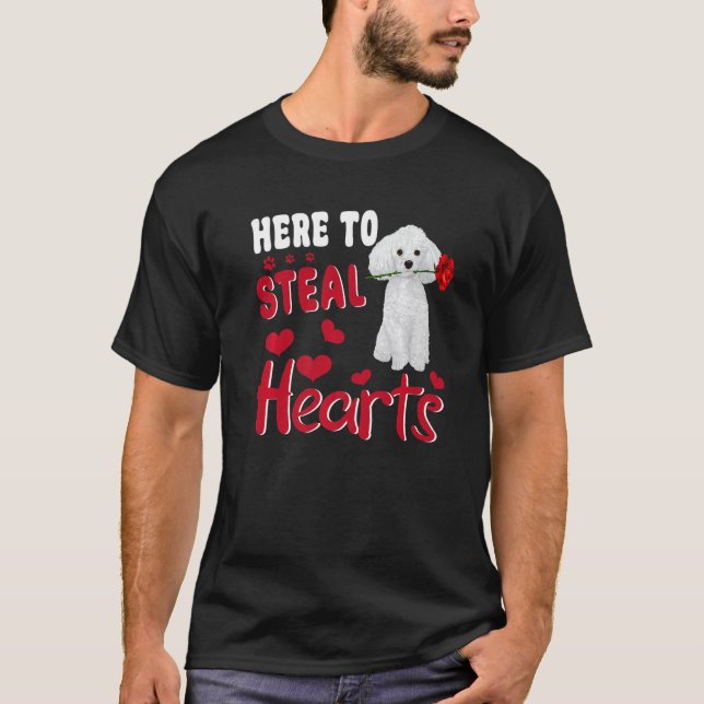 Camiseta Here To Steal Hearts Funny Toy Poodle Dog Valentin (Frente)