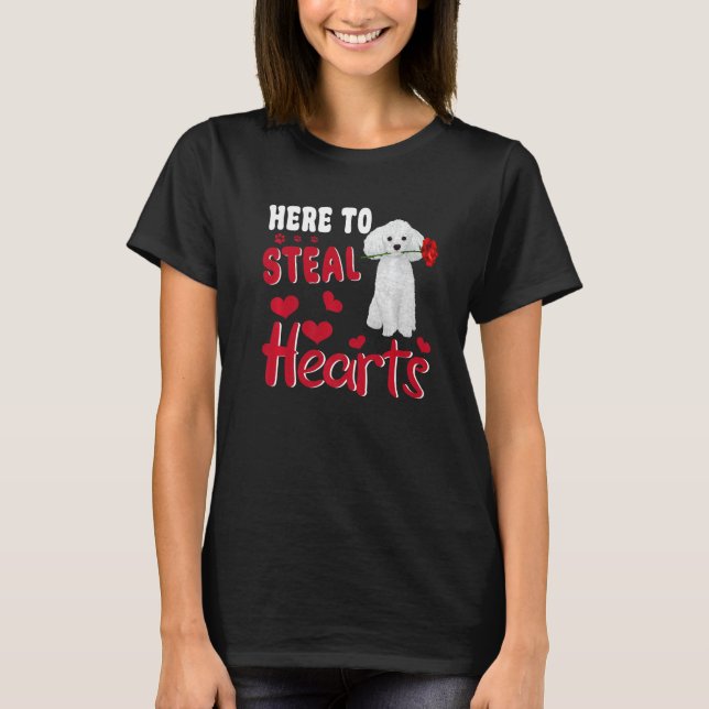Camiseta Here To Steal Hearts Funny Toy Poodle Dog Valentin (Frente)