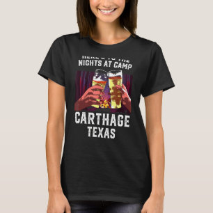 Camiseta Heres Às Noites No Acampamento Carthage Acampando