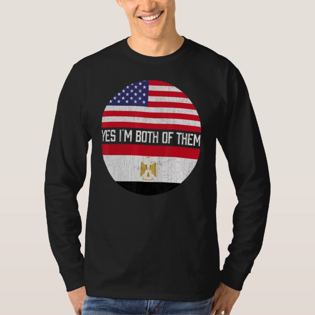 Camiseta Herita da família de bandeiras egípcia dos EUA (Frente)