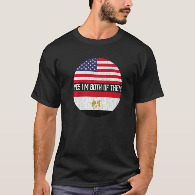 Camiseta Herita da família de bandeiras egípcia dos EUA (Frente)