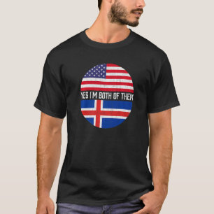 Camiseta Herito Da Família De Bandeiras Islandesa Metade Am