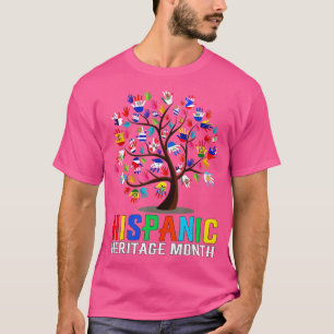 Camiseta Herito Hispânico Nacional Latino da Raiz da Árvore