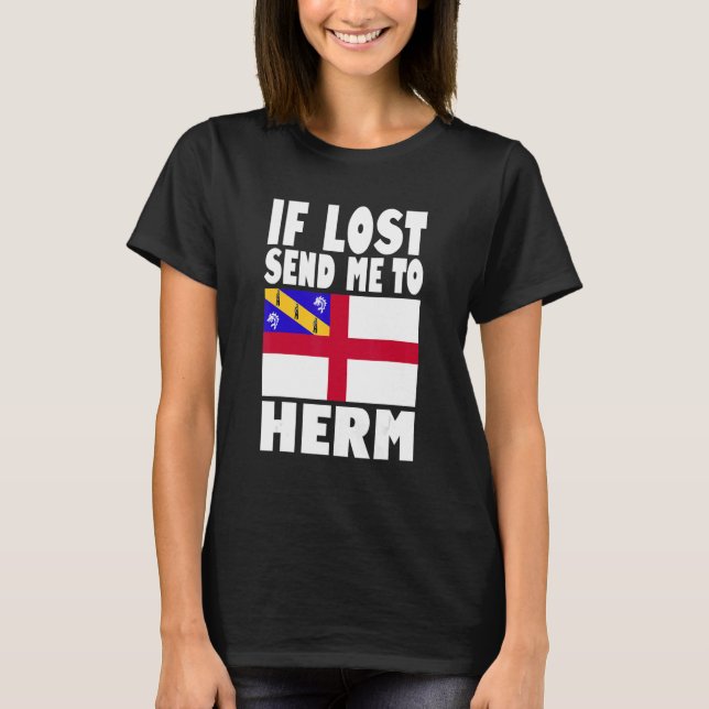 Camiseta Herm Flag Design  If lost send me to Herm (Frente)