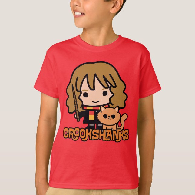 Camiseta Hermione e Crookshanks de desenho animado (Frente)