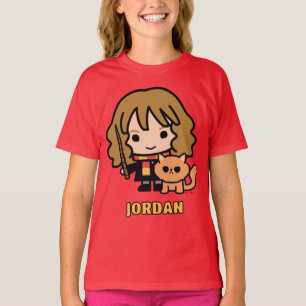 Camiseta Hermione e Crookshanks de desenho animado
