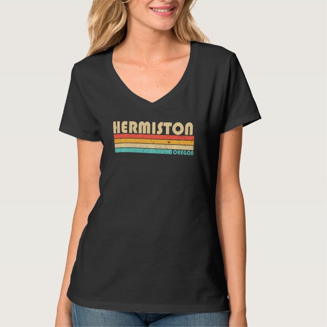 Camiseta Hermiston Ou Oregon Funny City Home Roots Retro 70 (Frente)