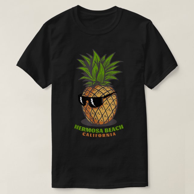 Camiseta Hermosa Beach California CA Pineapple Sunglass V (Frente do Design)