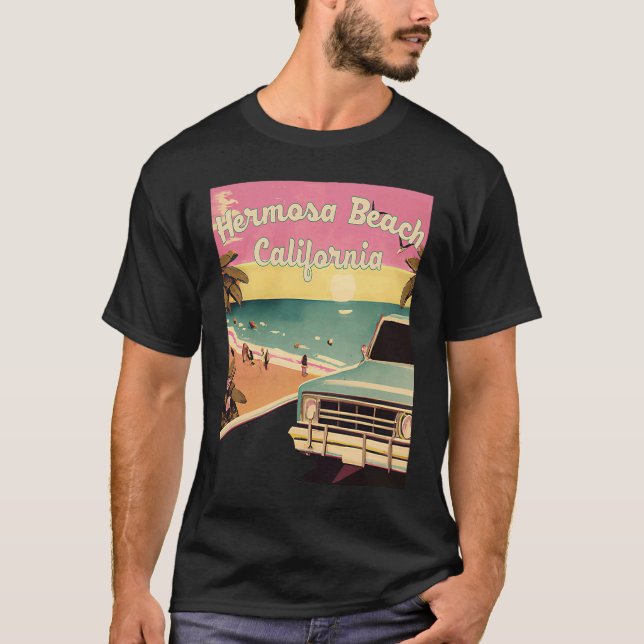 Camiseta Hermosa Beach Retro Beach Vacation Souvenir Surf (Frente)