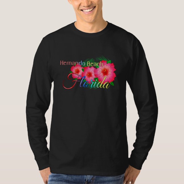 Camiseta Hernando Beach Tropical Flowers Family Vac (Frente)