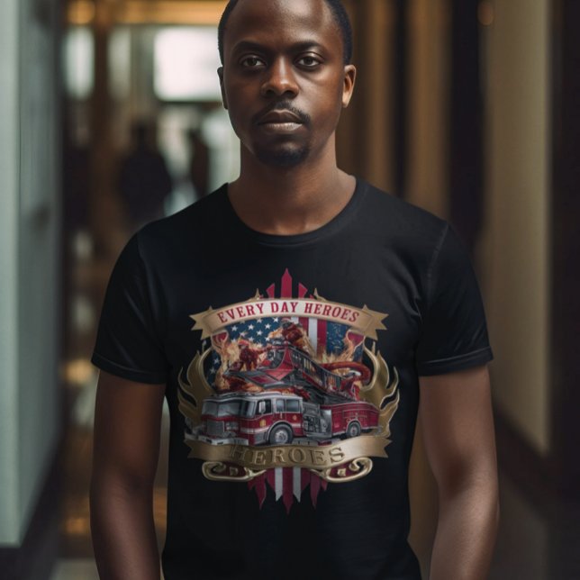 Camiseta Heroes do Bombeiro Americano (Criador carregado)