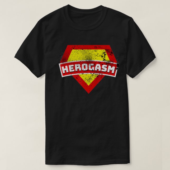 Camiseta Herogasm Funny Super Herói T Vintage Design (Frente do Design)