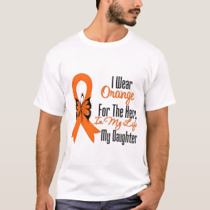 Camiseta Herói alaranjado da fita da leucemia minha filha