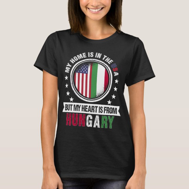 Camiseta Herói da Bandeira Húngara Americana do Patriota Hú (Frente)