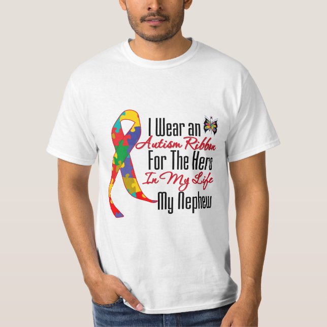 Camiseta Herói da fita do autismo em minha vida meu (Frente)
