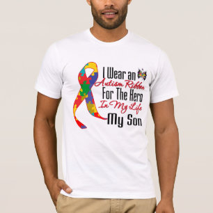 Camiseta Herói da fita do autismo em minha vida meu filho
