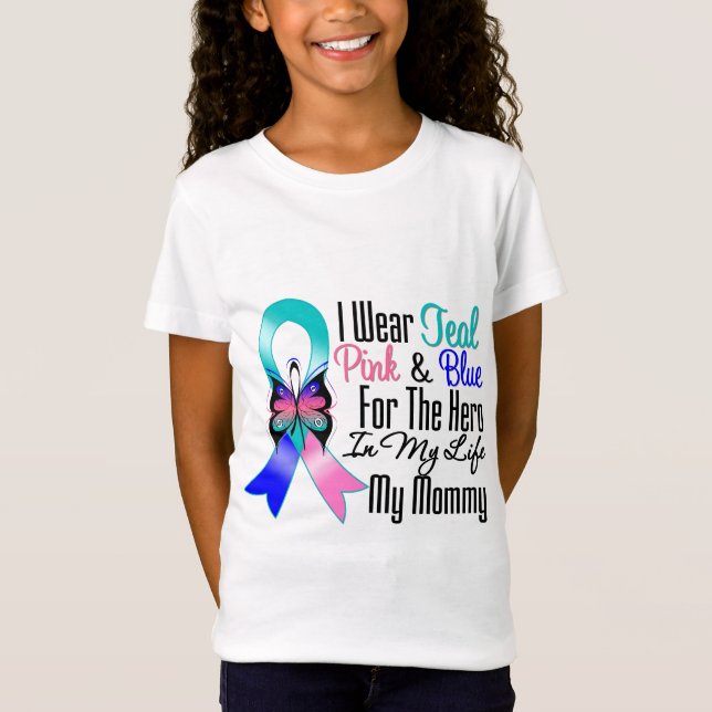 Camiseta Herói da fita do cancer de tiróide minhas mamães (Frente)