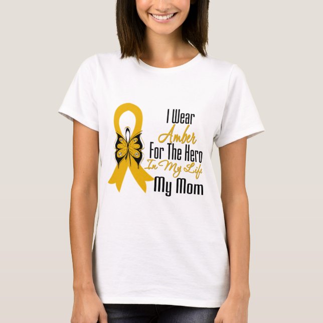 Camiseta Herói da fita do cancer do apêndice minha mamã (Frente)