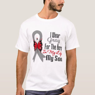 Camiseta Herói da fita do cancro cerebral meu filho