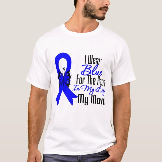 Camiseta Herói da fita do cancro do cólon minha mamã (Frente)