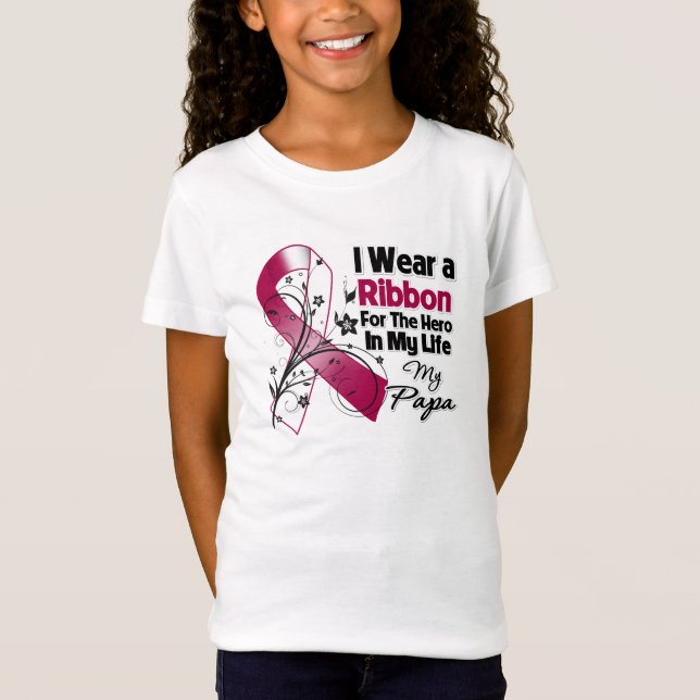 Camiseta Herói da papá em meu cancer do pescoço da cabeça (Frente)