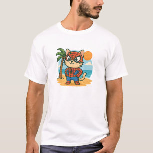 Camiseta Herói de gato na praia.