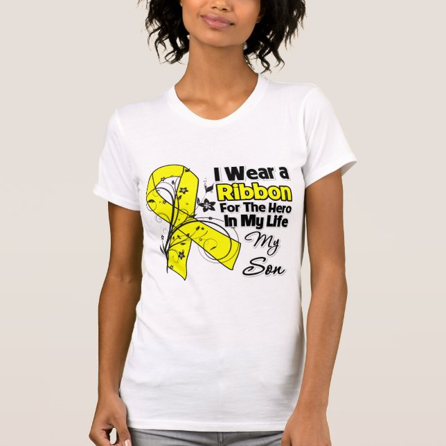 Camiseta Herói do filho em meu Sarcoma da vida (Frente)