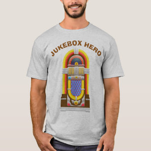 Camiseta Herói do jukebox do jogador de música   do vinta