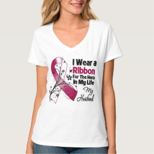 Camiseta Herói do marido em meu cancer do pescoço da cabe