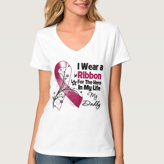 Camiseta Herói do pai em meu cancer do pescoço da cabeça da (Frente)