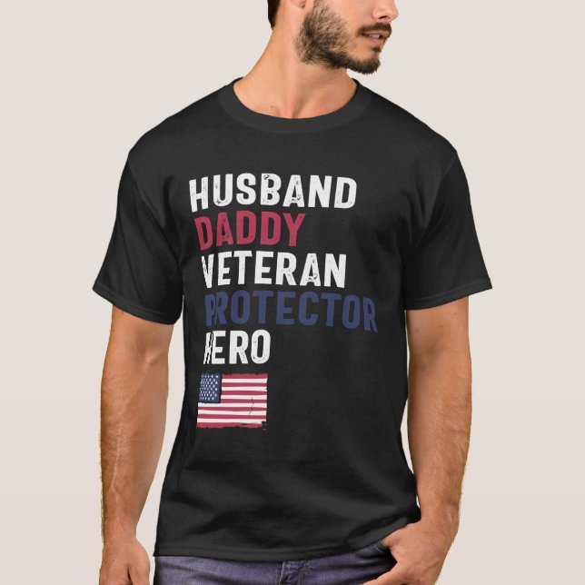 Camiseta Herói do Protetor Veterano do Pai Marido (Frente)