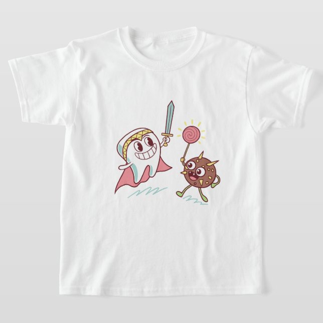 Camiseta Herói dos Dentes vs Bactérias Monstro Diversão Car (Postura )