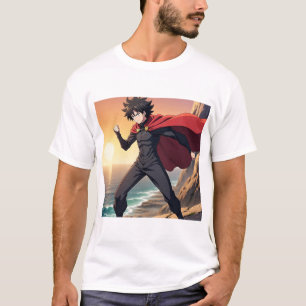 Camiseta Herói Épico de Anime ao Pôr do Sol – Guerreiro Pod