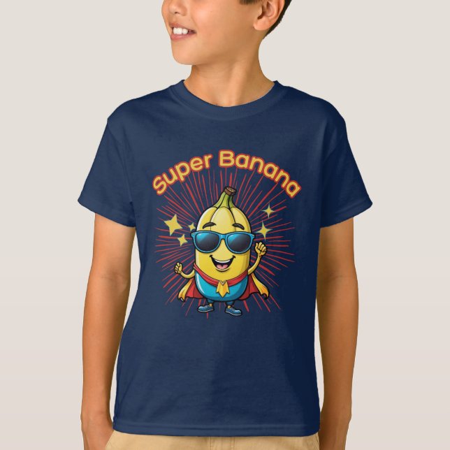 Camiseta Herói fruta: Super Banana Adventure kawaii (Frente)