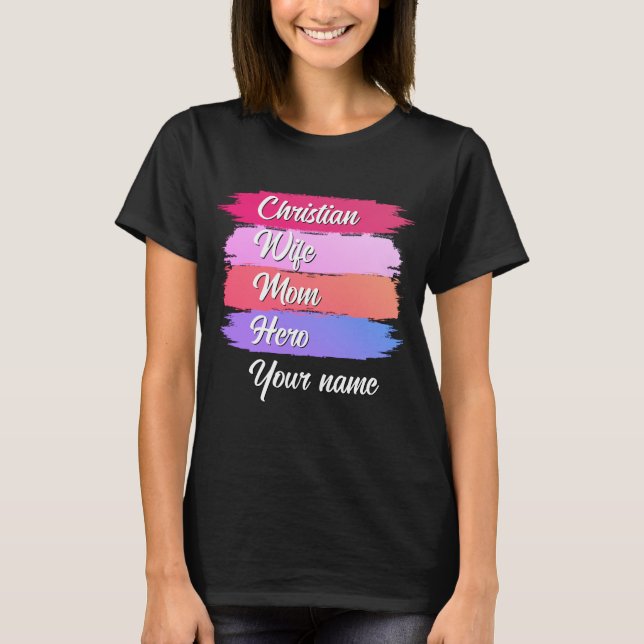 Camiseta HERÓI MÃE MULHER CRISTÃ Personalizada (Frente)
