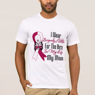 Camiseta Herói principal e de pescoço do cancer minha mam