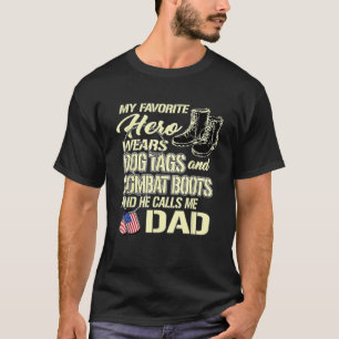 Camiseta Herói Veste Dog tags Combatem Botas Orgulhosas Pai