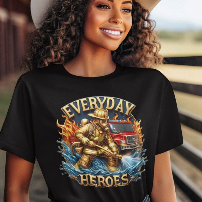 Camiseta Heroic Firefighter Battles Blaze (Criador carregado)