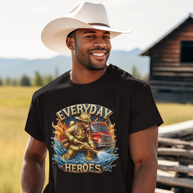 Camiseta Heroic Firefighter Battles Blaze (Criador carregado)