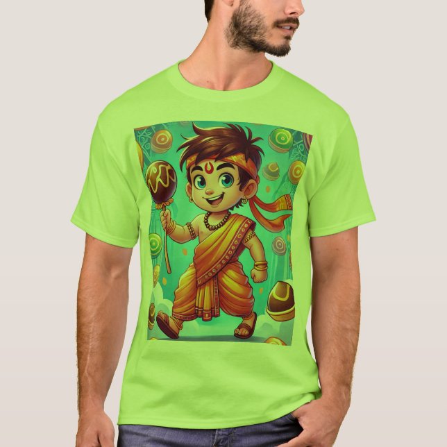 Camiseta "Heroica Chhota Bheem Cartoon T-Shirt para Criança (Frente)