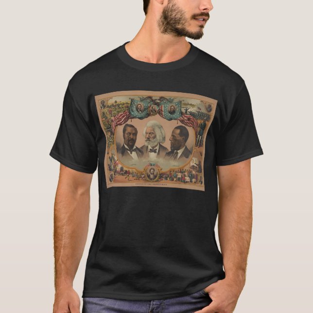 Camiseta Heróis da raça colorida Frederick 1881 Douglass (Frente)