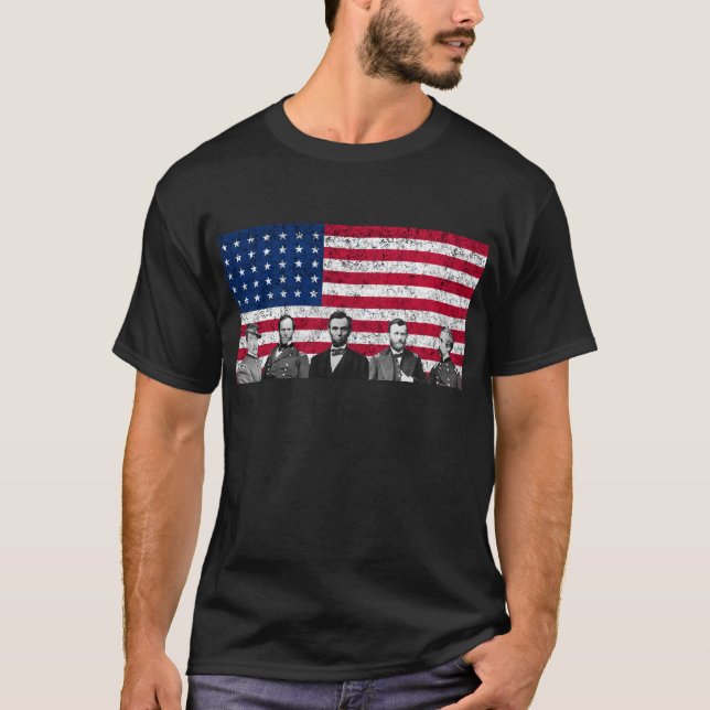 Camiseta Heróis da união e a bandeira americana (Frente)