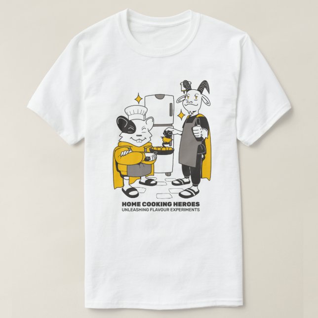Camiseta Heróis do Cozinhar doméstico liberando experimento (Frente do Design)