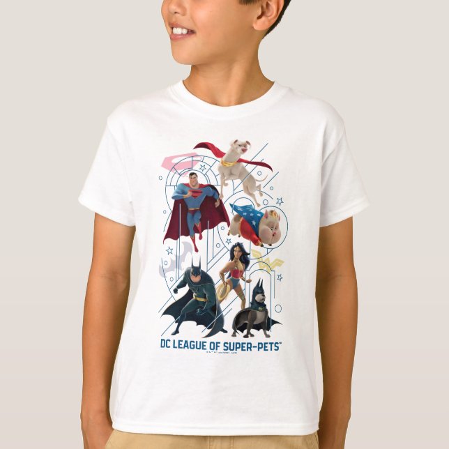 Camiseta Heróis e Super-Animais da Trinidade DC (Frente)