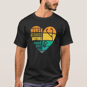 Camiseta Heróis Enfermeiros Médico Estetoscópio Retrô Coraç
