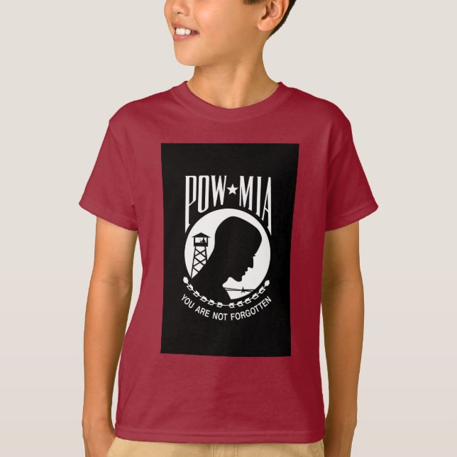 Camiseta Heróis Militares Americanos do POW MIA prisioneiro (Frente)