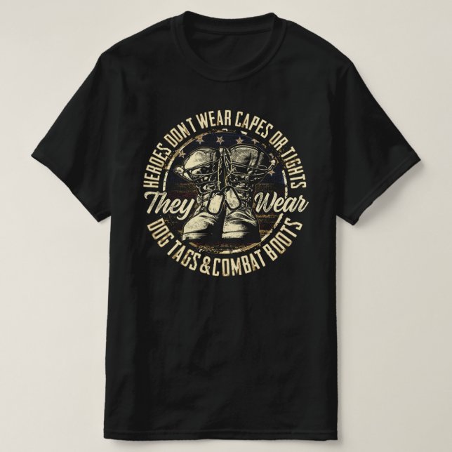 Camiseta heróis não vestem capas ou peitos veteranos dia (Frente do Design)